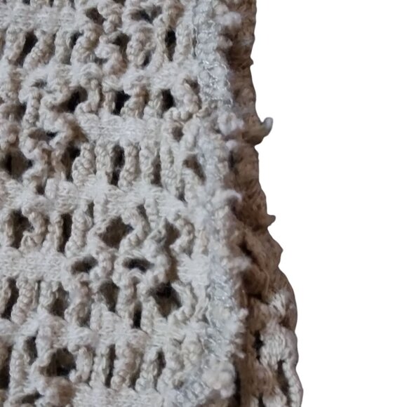 Boho Knit Maxi Cardigan Women’s Beige Duster Sweater L Festival Layering Chic - Picture 6 of 15